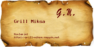 Grill Miksa névjegykártya
